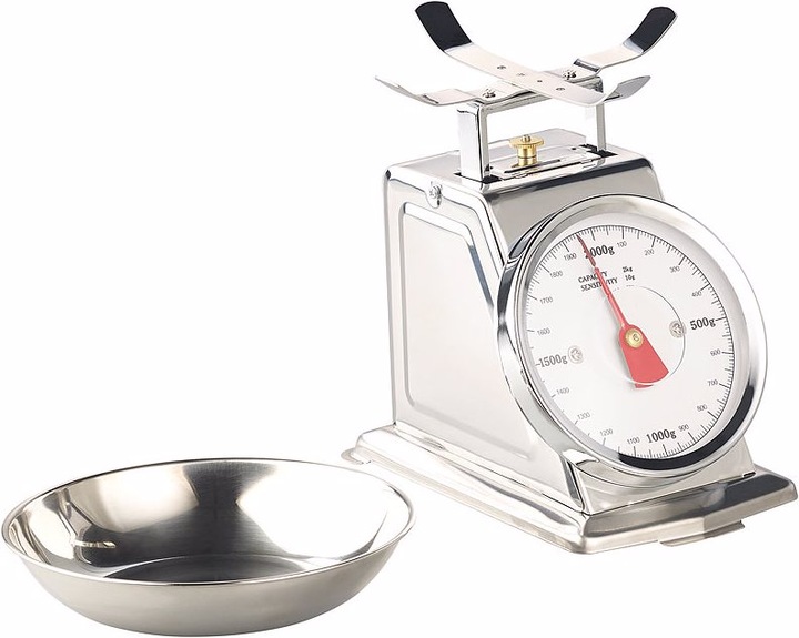 Produktbild Rosenstein & Söhne Analoge Retro-Küchenwaage bis 2 kg mit Tara-Funktion, Edelstahl