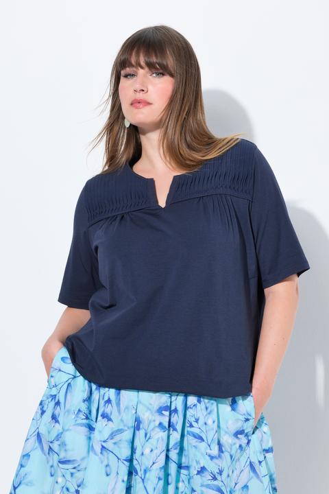 Immagine prodotto Ulla Popken T-shirt con orlo elastico, nervature, scollo a V e mezze maniche (62)