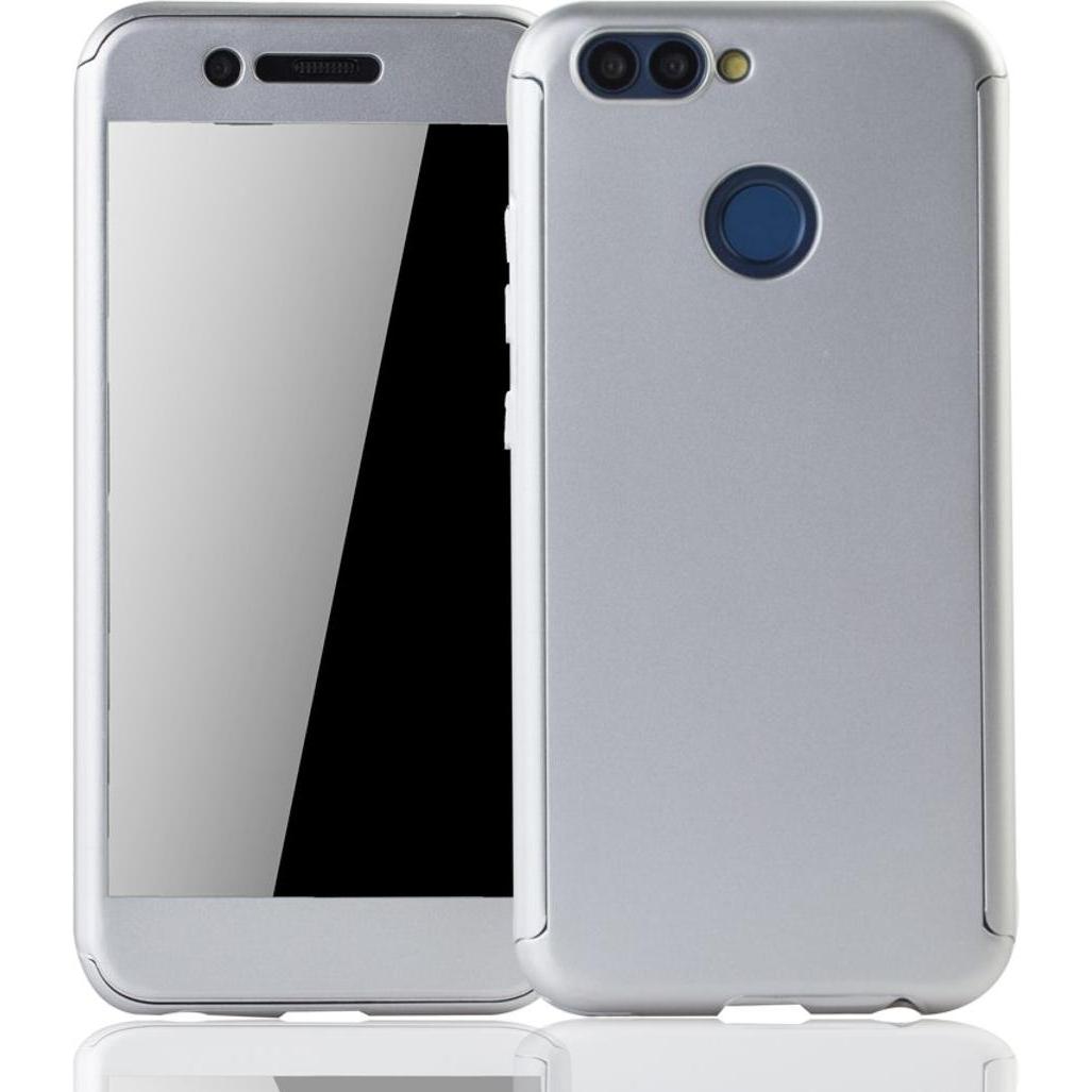 König Design Hülle Handy Schutz für Huawei Nova 2 Full Case Cover Displayschutz Bumper Silber (Huawei Nova 2), Smartphon...