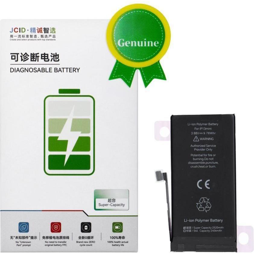 JCID Battery Diagnosable Genuine Battery for iPhone 13 Mini (high capacity), Batteria smartphone