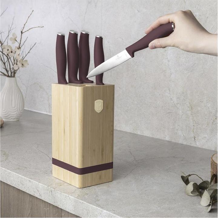 Produktbild BerlingerHaus Haus 6-teiliges Messer-Set mit Messerblock matt bordeaux Leonardo Collection