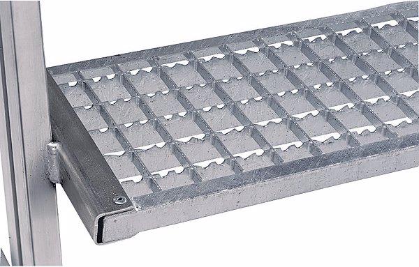 Produktbild Munk Podesttreppe einseitig begehbar mit Federrollen Stahl-Gitterrost 8 Stufen (Plattformleiter, 209 cm)