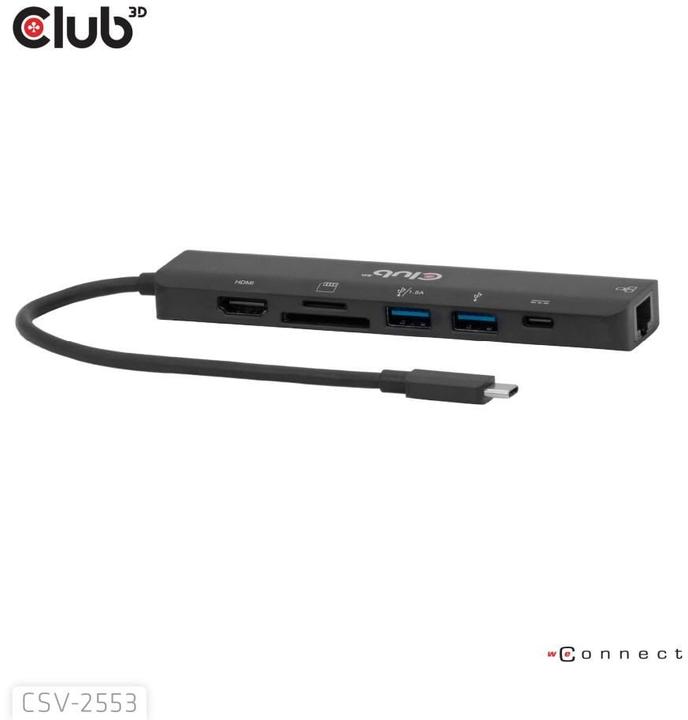Produktbild Club 3D Club3D USB-C 7in1-HUB >HDMI/2xUSB/USB-C/LAN 4K60Hz PD100W retail (USB-C, 7 Ports)