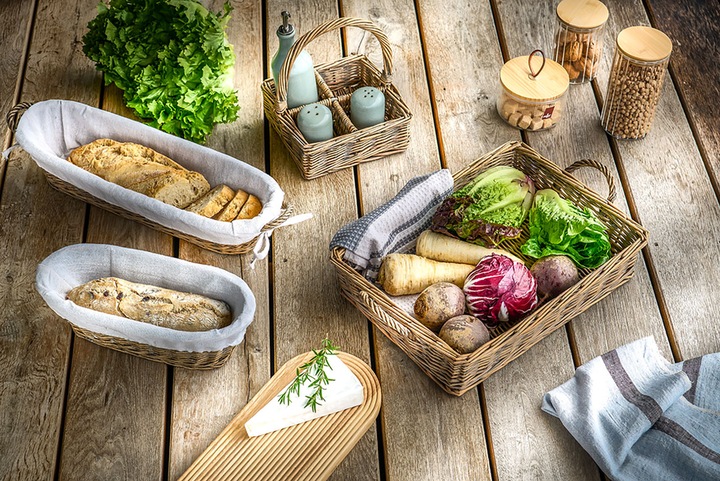 Produktbild Zeller Present Baguette-Korb mit Beutel, Weide/Canvas