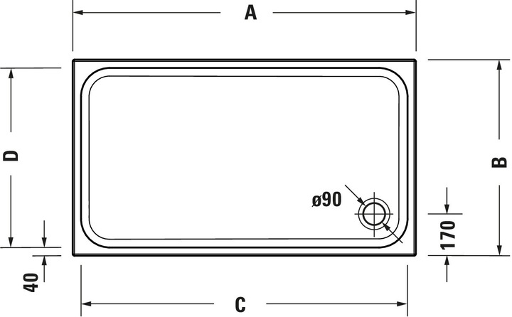 Immagine prodotto Duravit Piatto doccia rettangolare D-CODE con antiscivolo, bianco 1300x900x85mm (130 cm, 90 cm)