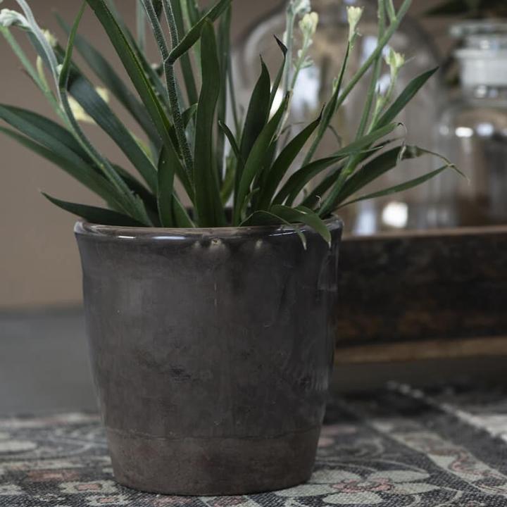 Actual product image Ib Laursen Ceramic pot crackled brown (17 x 16.50 cm)
