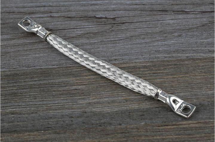 Actual product image RS PRO Braided cable tinned copper 10.05 mm 0.15m single core 24 x 20 x 0.2 mm 1.762 Ω/km M6 (0.15 m)