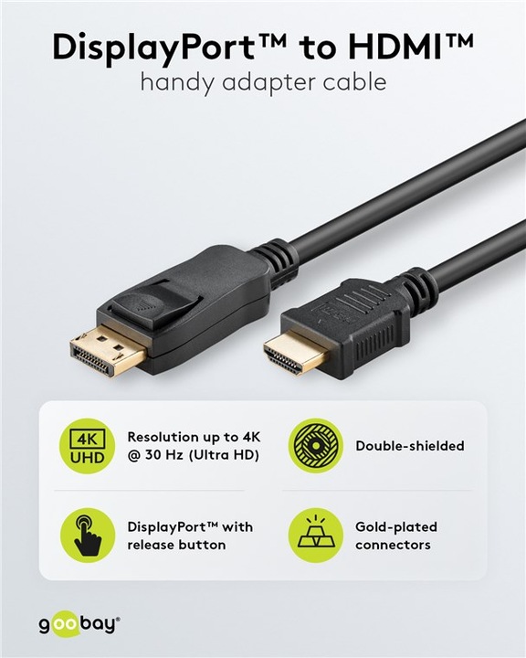 Produktbild Goobay DisplayPort – HDMI (3 m, HDMI, DisplayPort)