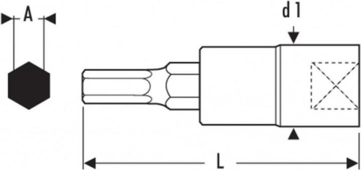Produktbild DOUILLE TOURNEVIS 1/2" POUR VIS 6 PANS CREUX - 5MM. (1/2")