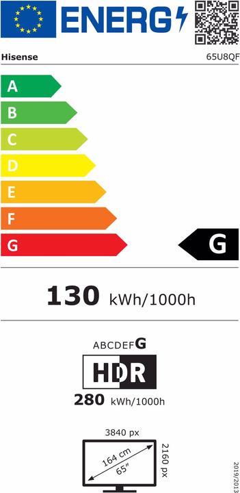 Label énergétique Hisense 65U8QF (65", LED, 4K)