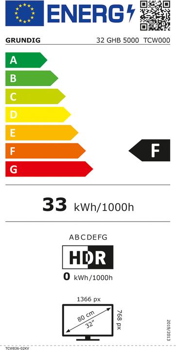 Energie-Label Grundig 32 GHB 5000 (32", LCD, WXGA)