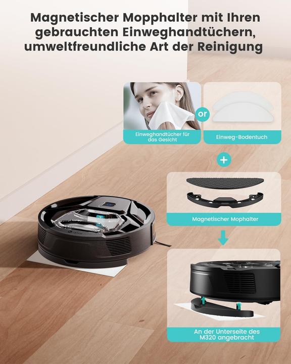 Produktbild M320 Saugroboter mit Wischfunktion (6000 Pa, Wischtuch)