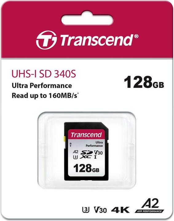 Produktbild Transcend SD Card SDXC SDC340S 160/90 MB/s (128 GB, SDXC, U3, UHS-I)