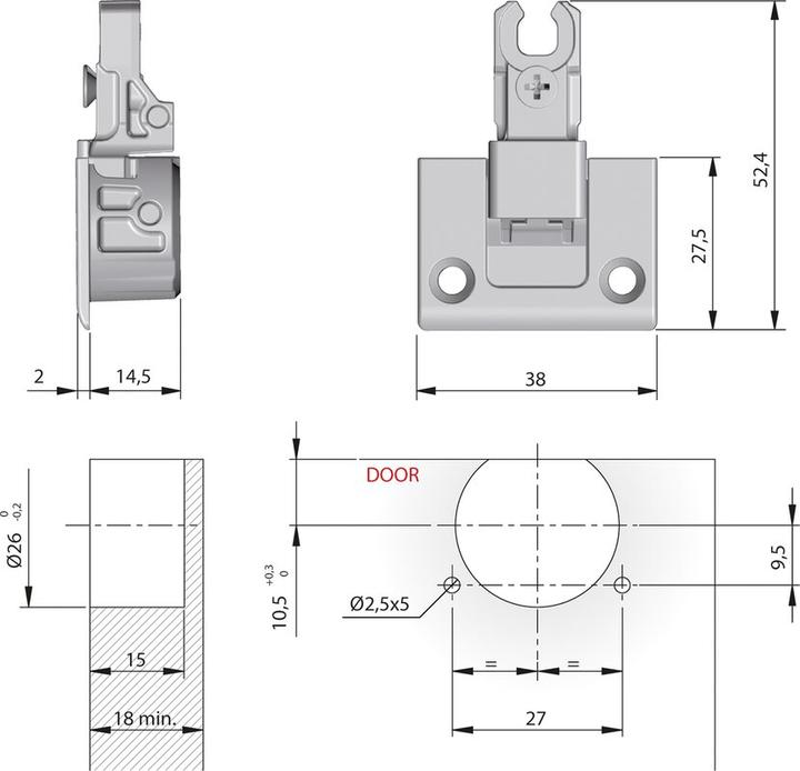 Actual product image Italiana Ferramenta Klappenscharnier Kimana vernickelt