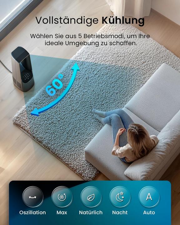 Actual product image Breeze Rotorloser Turmventilator mit Fernbedienung und Timer (62 dB)