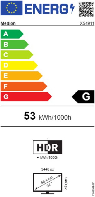 Energie-Label Medion Erazer X54911 (3440 x 1440 Pixel, 34")