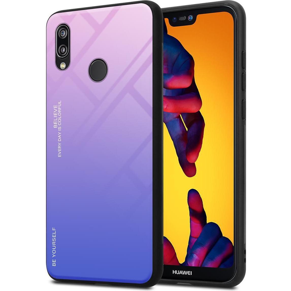 Cadorabo TPU 2 Farben Glas Cover (Huawei Nova 3E), Smartphone Hülle, Schwarz