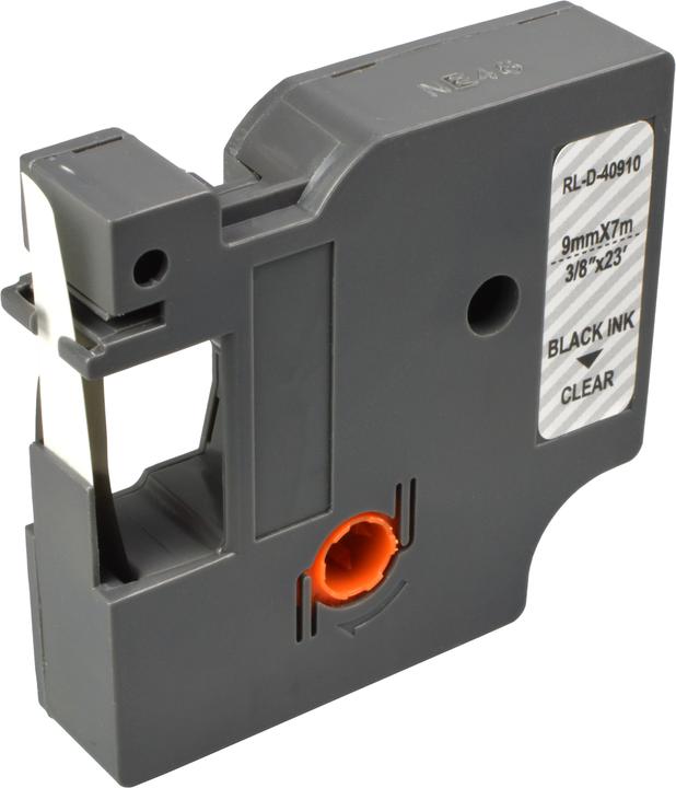 Produktbild Ampertec Label Band kompatibel zu Dymo 40910 schwarz auf klar 9mm x 7m (0.90 cm, Schwarz)