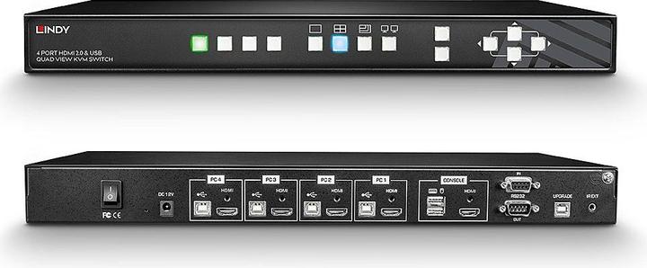Produktbild Lindy 4 Port HDMI 4K Quad View KVM Switch Pro