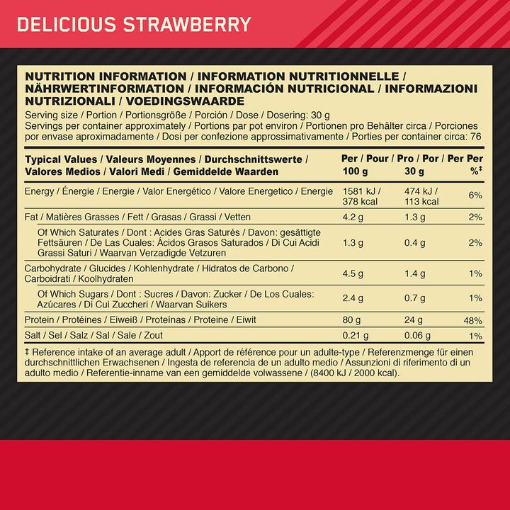 Valori nutrizionali e ingredienti Optimum Nutrition 100 Siero di latte Gold Standard (Fragola, 1 pz., 2280 g)