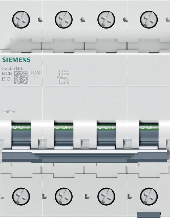 Actual product image Siemens SIEM 5SL6613-6 Circuit breaker 400V 6kA, 3+Npol. B, 13A