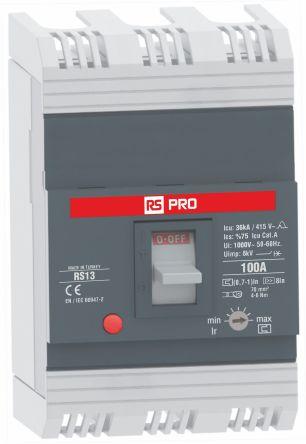 Produktbild RS PRO RS RS13, Schutzschalter 1-polig, 100A Frontplattenmontage / Abschaltvermögen 36 kA 690V 500 V