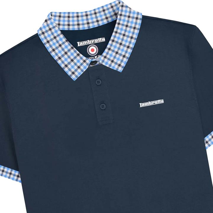 Actual product image Lambretta Mens SS25 Gingham Polo Shirt (XXL)