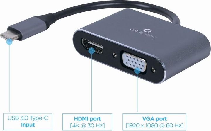Produktbild Gembird USB-C zu (HDMI, VGA, 1.50 cm)