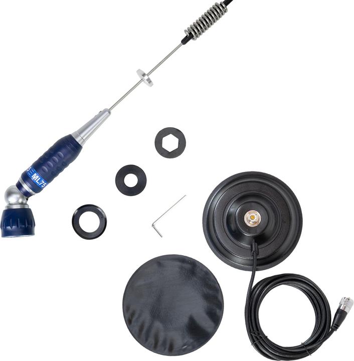 Immagine prodotto PNI Antenna CB ML75, pieghevole, 26-28 MHz, 300 W con base magnetica inclusa, lunghezza 90 cm