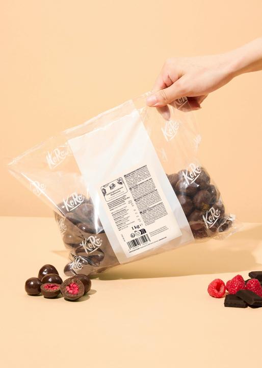Produktbild KoRo Gefriergetrocknete Himbeeren in dunkler Schokolade (1000 g)