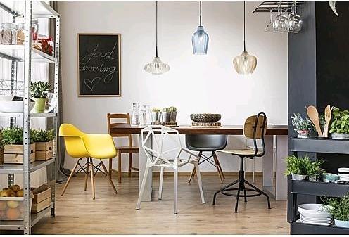 Immagine prodotto Fabas Luce 372548363Lampada a sospensione Olbia ambra, azzurro, champagne (E27)
