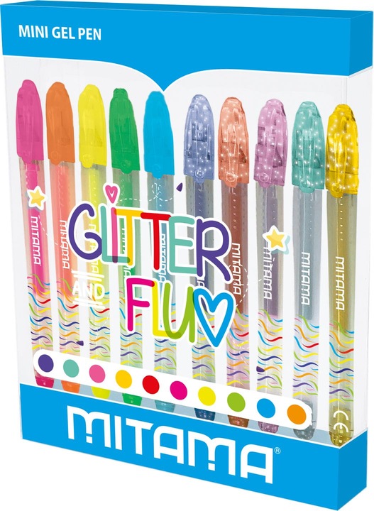 Immagine prodotto Mitama Penne mini gel glitter e fluo pz 10 (Multicolore, 10 x)