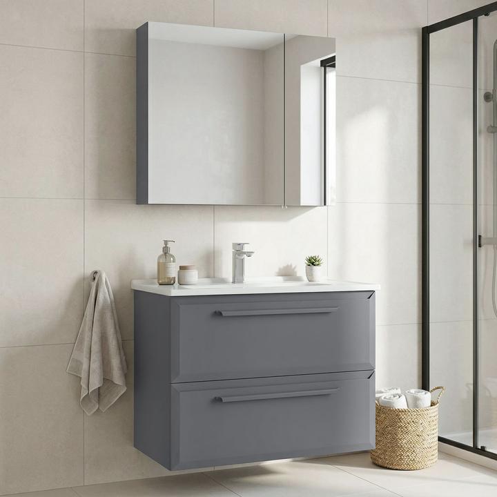 Produktbild Homitis Nuvola 80 v2 Bathroom Cabinet With Sink & Mirror Set (2 Pieces)