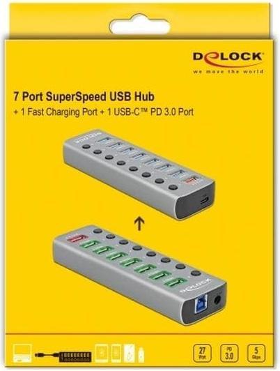 Produktbild Delock USB 3.2 Hub (USB-B, 9 Ports)