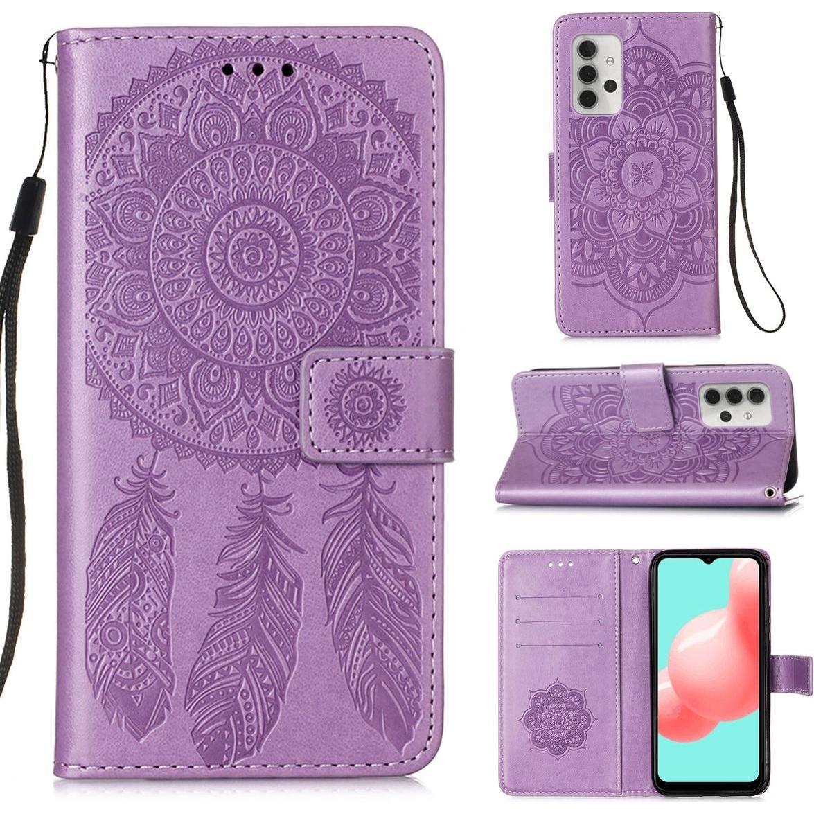 König Design Hülle Handy Schutz für Samsung Galaxy A32 5G Case Cover Tasche Etuis Violett Neu (Samsung Galaxy A32 5G), S...