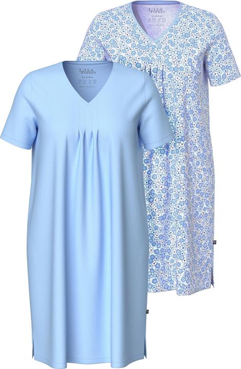 Produktbild Ulla Popken Bigshirts, 2er-Pack, uni/bedruckt, V-Ausschnitt, Halbarm (46, 48)