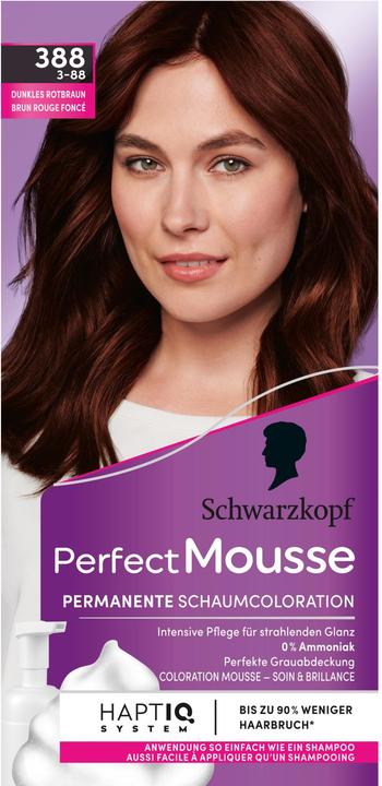 Actual product image Schwarzkopf Perfect Mousse Schaumcoloration (388 Dark reddish brown)