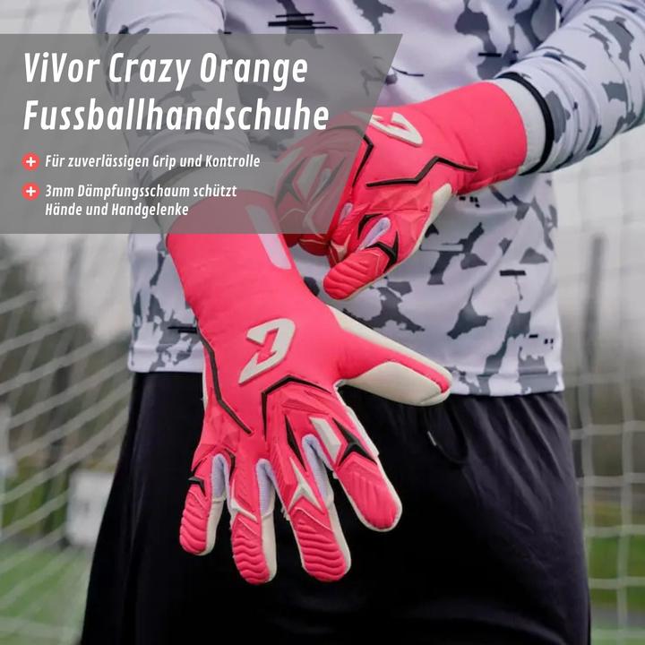 Produktbild Catch & Keep Fussballhandschuhe ViVor Crazy Orange Gr. 9 Torwart Goalie Handschuhe (9)