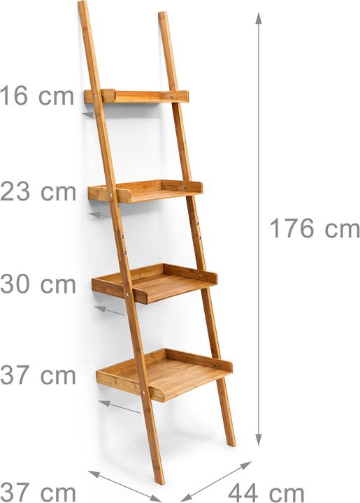 Produktbild Relaxdays Leiterregal Bambus 4-stufig (44 x 37 x 176 cm)