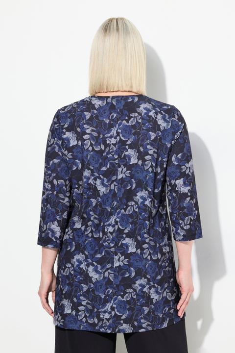 Produktbild Ulla Popken Longshirt, A-Linie, Allovermuster, V-Ausschnitt (58)