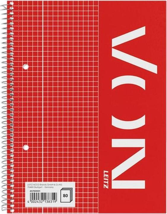 Image du produit von Notizblock A5 kariert, 80 Blatt, Rot, 5 Stück (A5, Quadrillé, Couverture rigide)