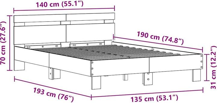 Image du produit vidaXL Moderner Bettrahmen (135 x 190 cm)