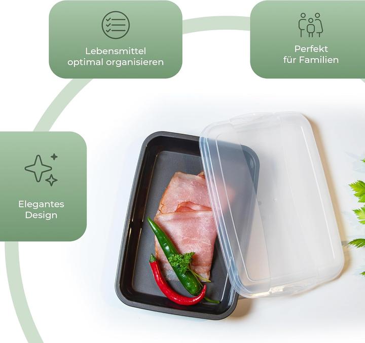 Image du produit Novaliv 10er-Set Anthrazit Premium Aufschnittbox mit Transparentem Deckel, Frischhaltedosen für Wurs (25 x 17 x 3 cm)