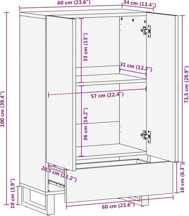 Nährwerte und Zutaten vidaXL Highboard (60 x 34 x 100 cm)