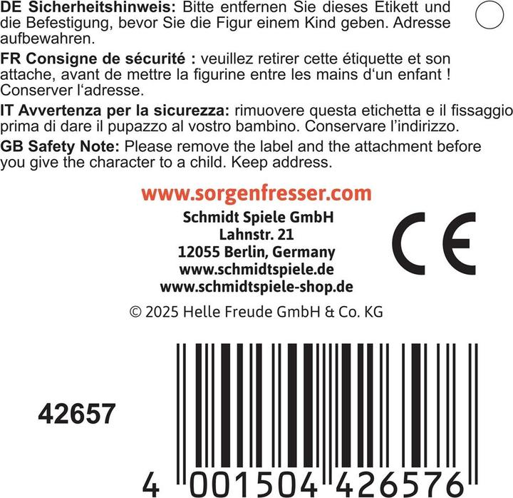 Valori nutrizionali e ingredienti Schmidt Spiele Sorgenfresser Jolly 23 cm (6.30 cm)