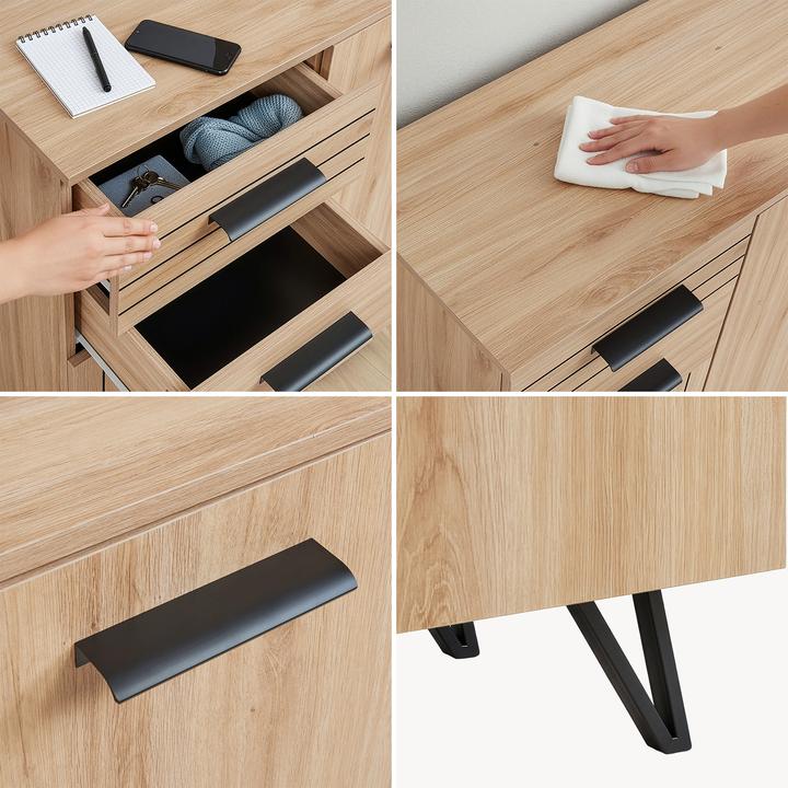 Image du produit En.Casa Sideboard Noppen 100x80x38 cm Eicheoptik (80 x 38 x 100 cm)