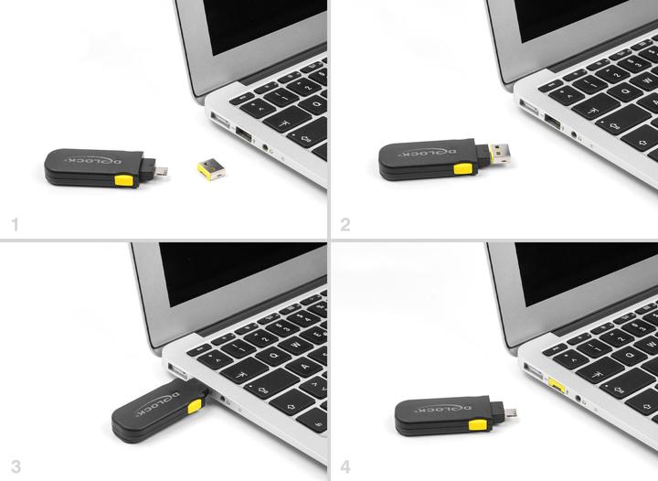 Actual product image Delock USB port blocker set for USB type A socket 4 pieces + V