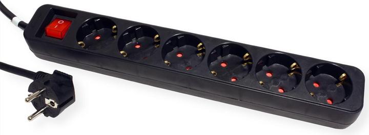 Produktbild Roline 6fach Steckdosenleiste mit Schalter schwarz 10m (6 x, CEE 7/3, 10 m)