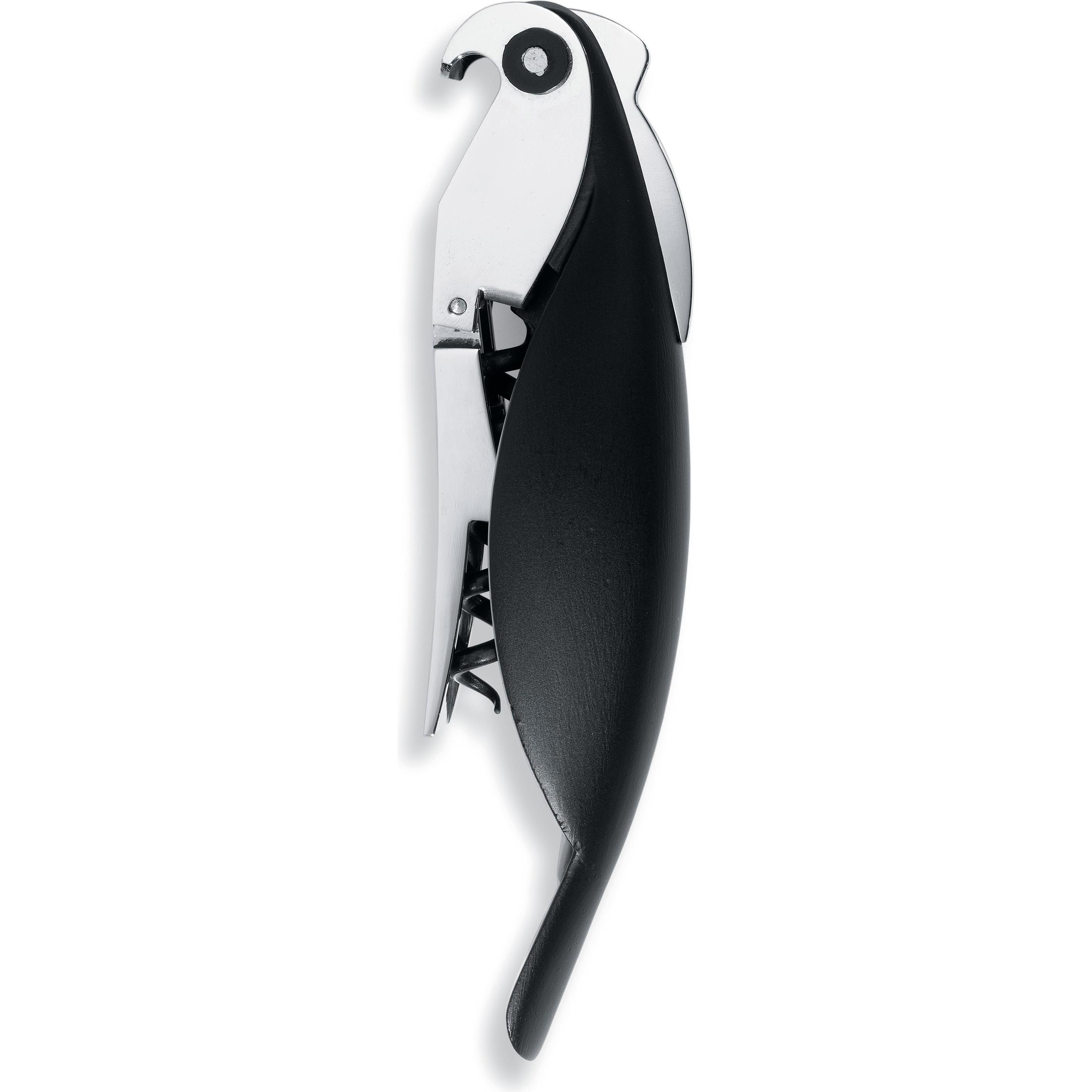 Alessi Parrot, Flaschenöffner, Schwarz, Silber