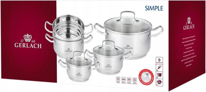 Actual product image Gerlach Pot Simple 9 pc (24 cm, Pan set + pot set, Stainless steel)